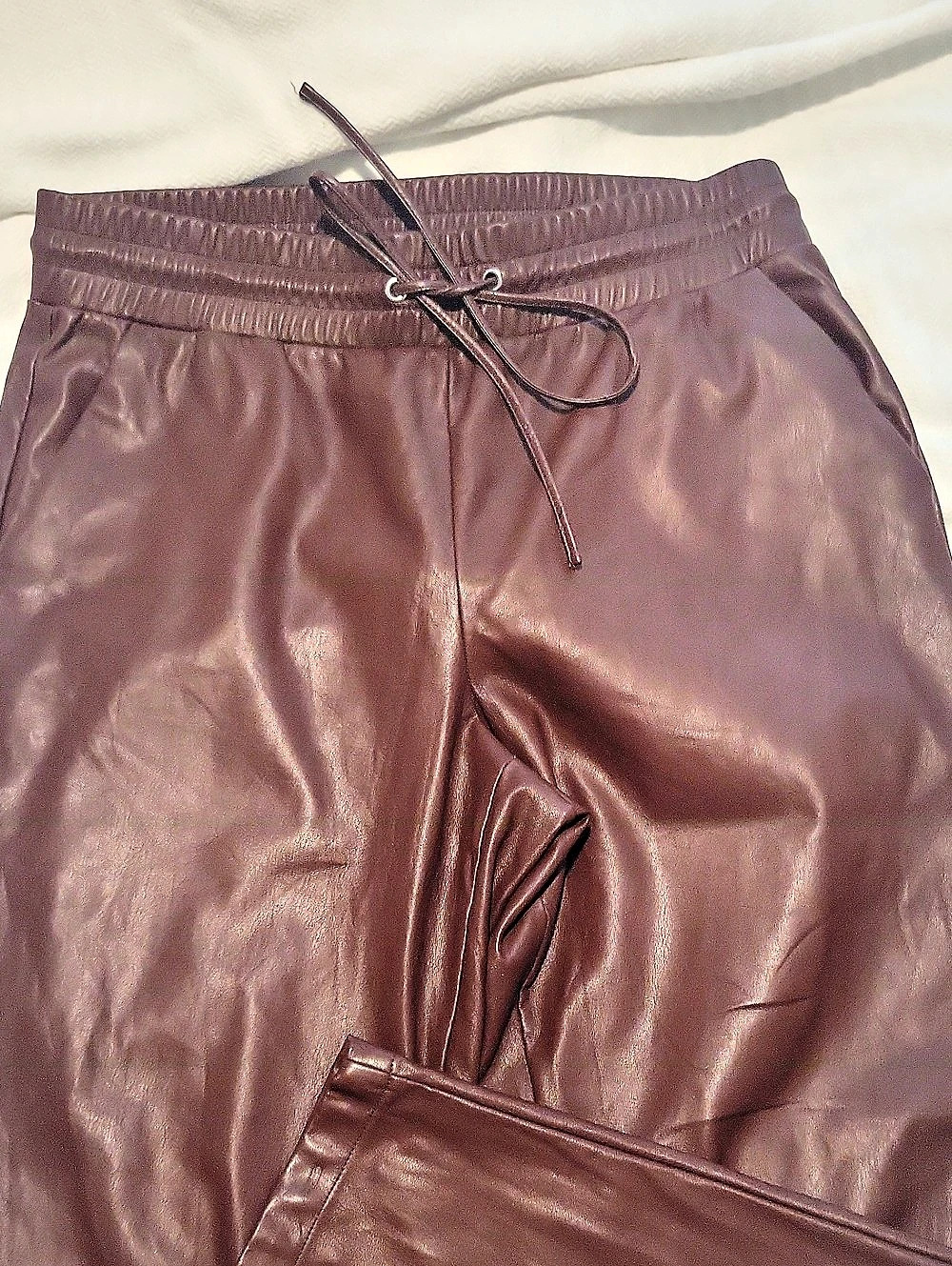 LOFT Faux Leather Ankle Pants in Brown Size Large